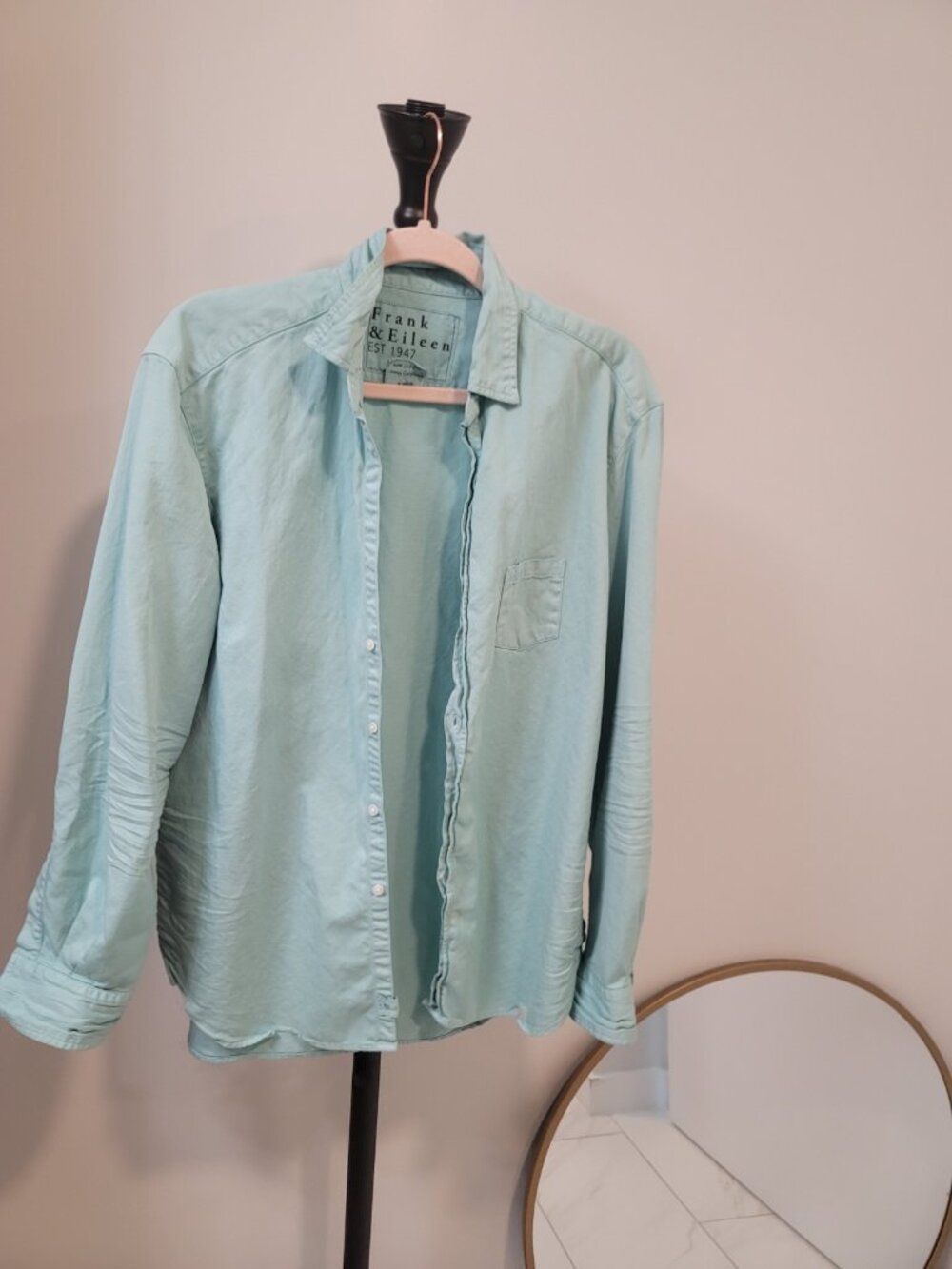 Frank & Eileen Eileen Cotton Button Up Shirt Italian Fabric XL Green